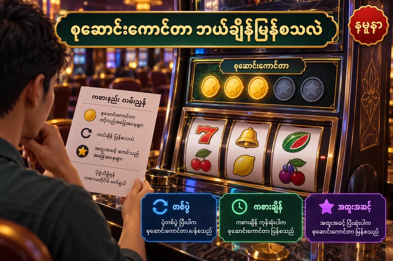 စလော့ဂိမ်းဘေးတွင် token ကောင်တာနှင့် အဆုံးသတ်နယ်နိမိတ်ကို ခွဲထားသည့် နမူနာ